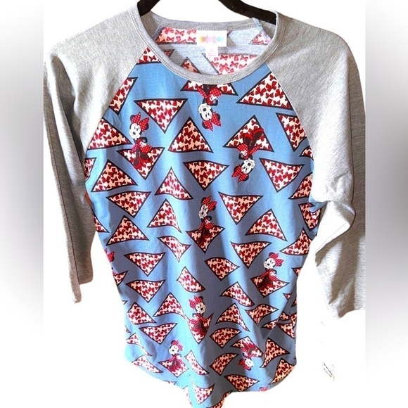 Lularoe small Disney Minnie Mouse Randy baseball t shirt. NWT .Slate blue & grey - Picture 1 of 8